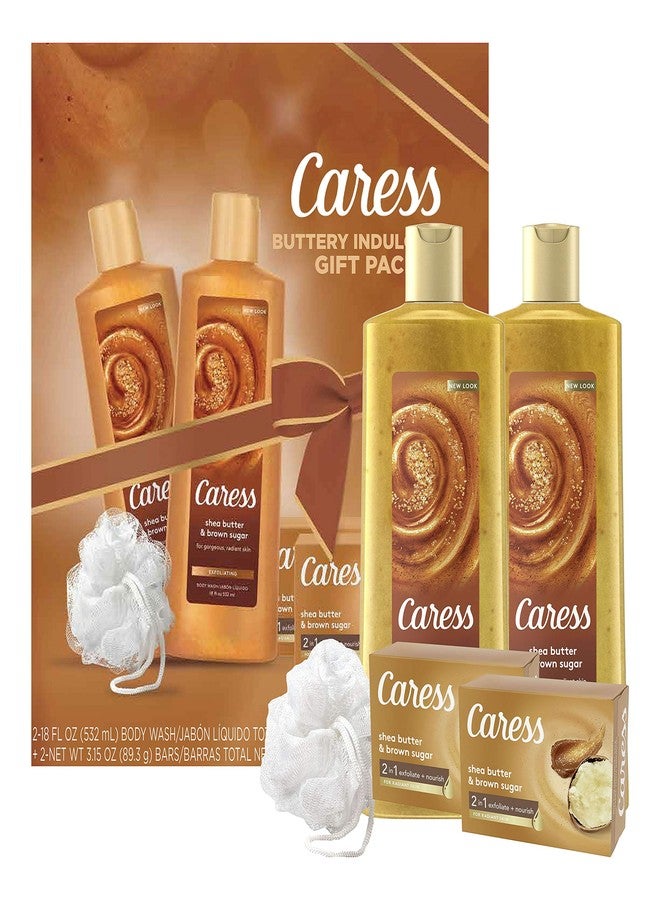 Caress Shea Butter & Brown Sugar 2-1 Bar Soap & Exfoliating Body Wash Gift Set Shea Butter 2 Count - Image 1